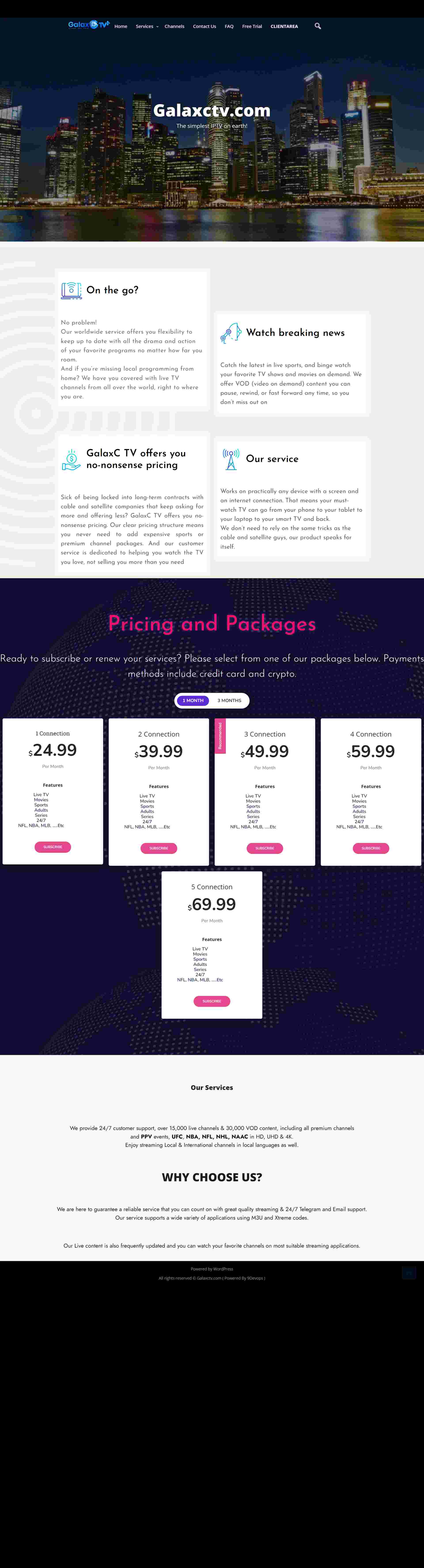 Galax ctv : iptv website portfolio 